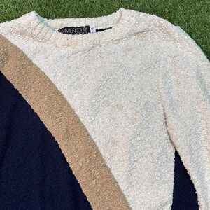 Givenchy Sport Women's Sweater Size S Beige Navy Tan Colorblock Retro